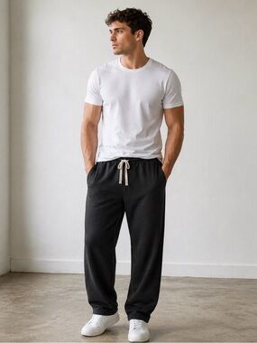 Men's Black Sweatpants with Contrast Drawstring Size XXL NWOT